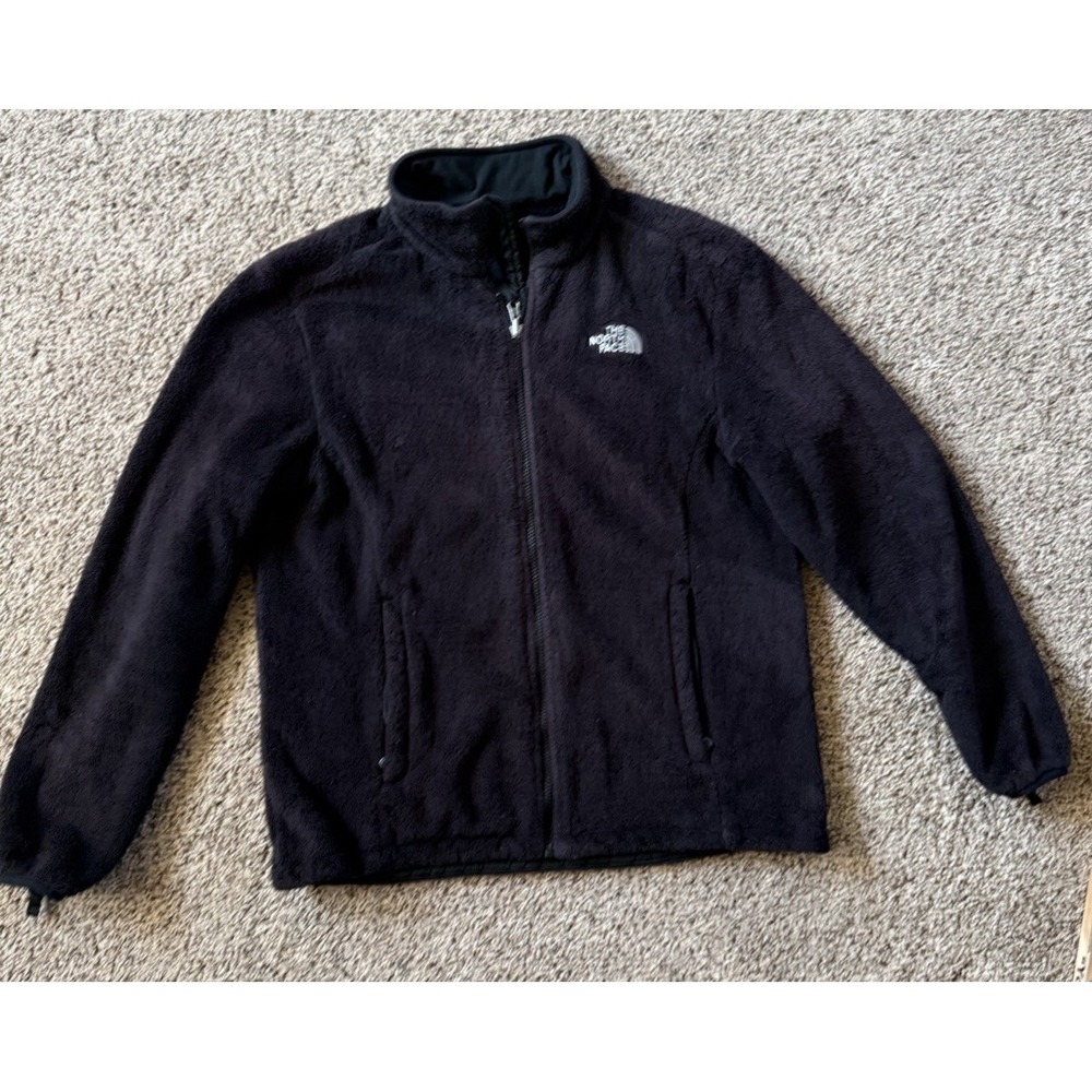 The North Face Womens Full Zip Osito Fleece Jacket Black Size Large Fuzzy Teddy